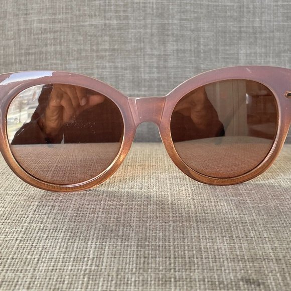 Women Sunglasses Nude/gold Tone Fashion Eye Wear Shades Mirror Lenses Cat Eyes - Picture 3 of 11